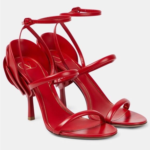 RARE NWOT VALENTINO GARAVANI Roserouche 1959 Leather Sandals in Red - Picture 2 of 5